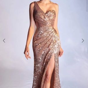 Sequin one shoulder gown, worn once